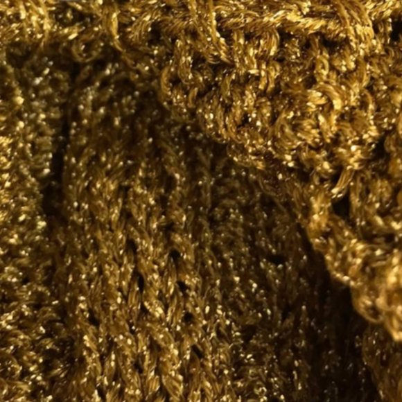 Holiday Metallic Gold Oversized Knit Sweater - Cable, Stockinette, Popcorn - Picture 1 of 6